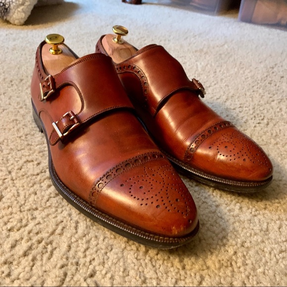Magnanni Cognac Dress Shoes Monk Strap 